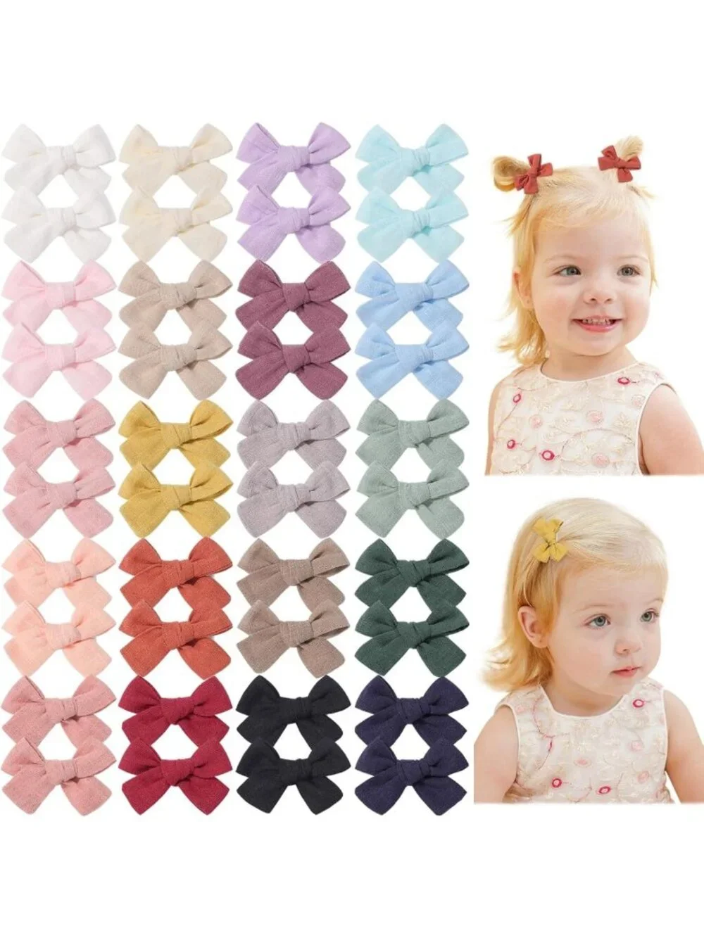 40pcs Mini Lined Hair Clips for Babies, Toddlers & Girls - Colorful Tiny Bows